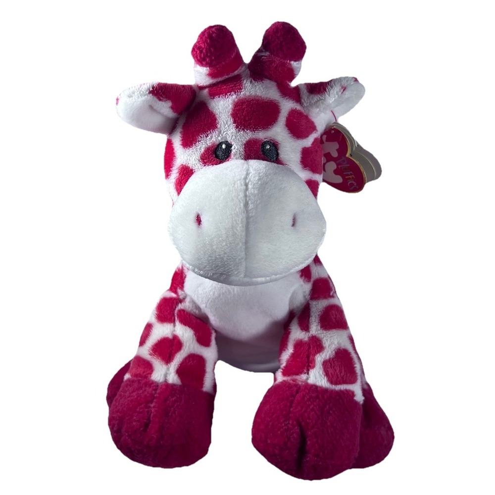 Ty Pluffies Plush Kisser Giraffe Red White Beanie Baby 2007 Tylux Plush Toy Tags